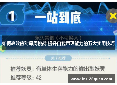 如何高效应对每周挑战 提升自我管理能力的五大实用技巧