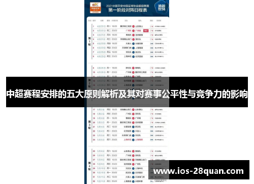 中超赛程安排的五大原则解析及其对赛事公平性与竞争力的影响
